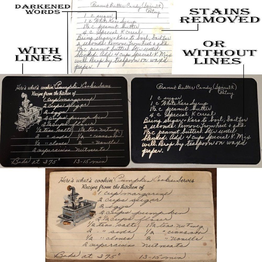 Engraved Handwritten Recipe Metal Card - Personalized Grandma's Recipe Card